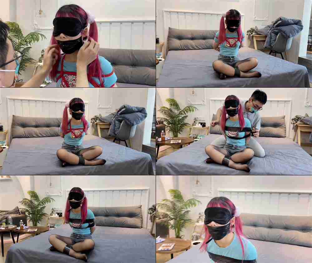 【缚艺录】小汪 害羞的不想露脸，妥妥的双马尾萝莉一枚，cos社团的小美女[夸克]-缚绑绳艺