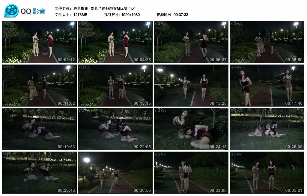 【胜景影视】夜景马路捆绑女M玩耍-缚绑绳艺