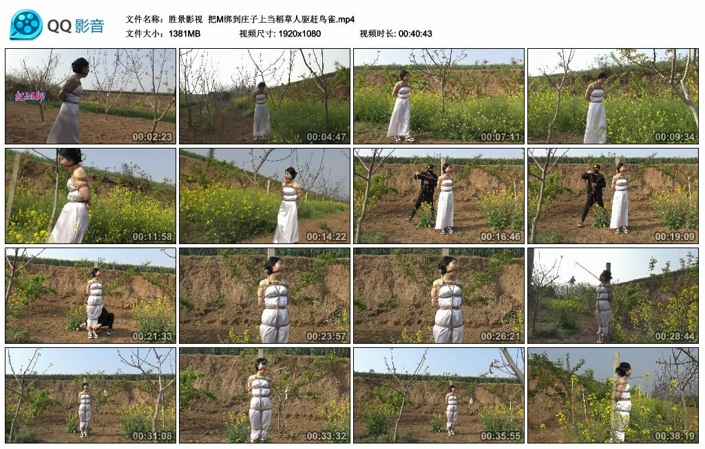 【胜景影视】把M绑到庄子上当稻草人驱赶鸟雀-缚绑绳艺